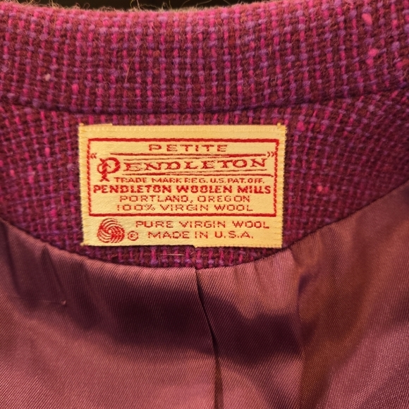 VTG Pendleton Womens Tweed Virgin Wool One Button Blazer Size 6P - Picture 10 of 11